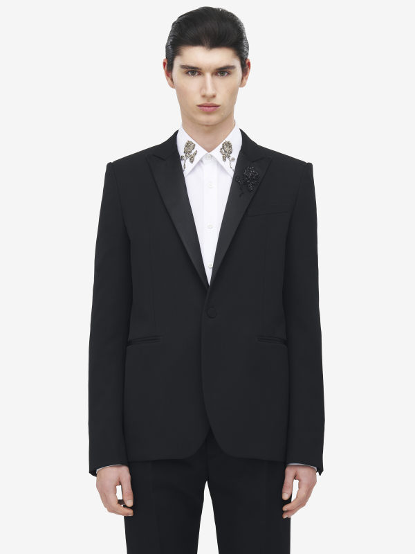 ALEXANDER MCQUEEN - Sailor Tattoo Rose Embroidery Tuxedo Jacket - Item 838579QVAAA1000